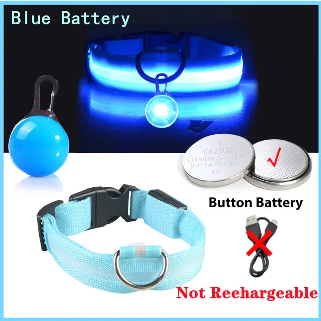 USB Charging LED Dog Collar with Detachable Pendant