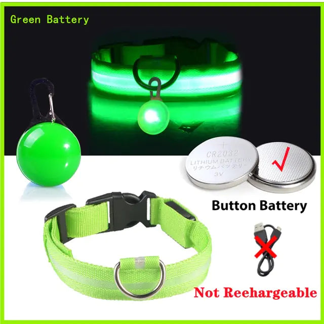 USB Charging LED Dog Collar with Detachable Pendant